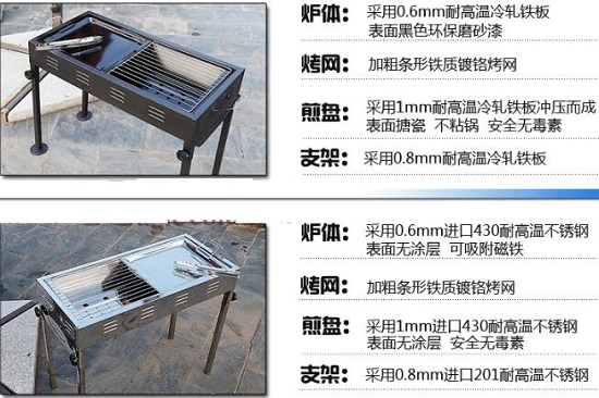 烧烤架的不同材质