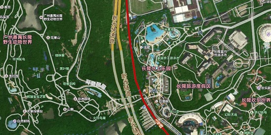 广州长隆景区卫星地图