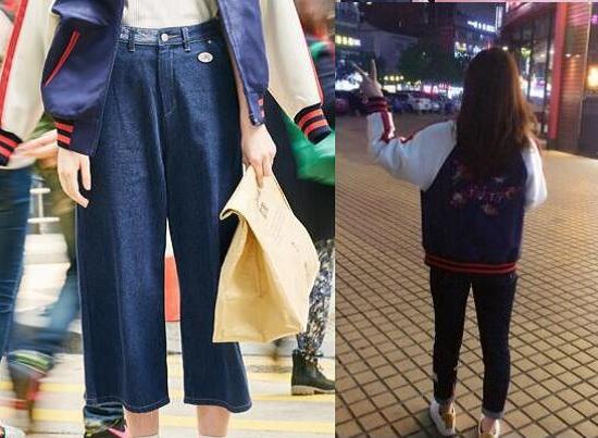 阔腿裤搭配刺绣棒球服