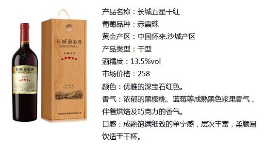 长城五星干红葡萄酒