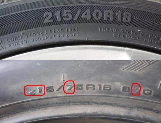 新轮胎与翻新轮胎侧面的标识对比