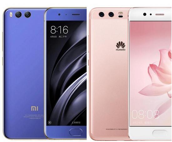 小米6与华为P10正反面