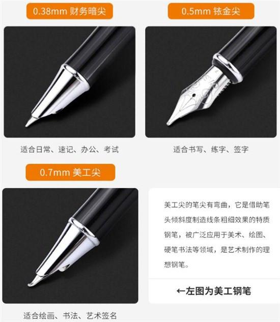 几种笔尖不同的钢笔