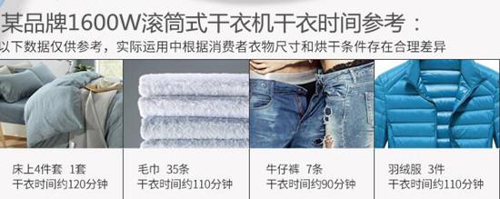 某滚筒干衣机干衣时间参考