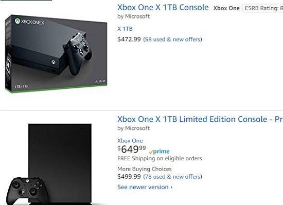 xbox one x在美亚上的报价