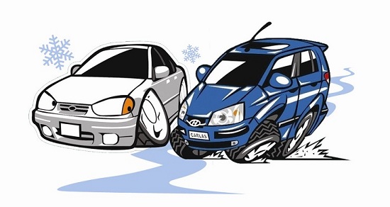 冰雪路上不可猛转弯