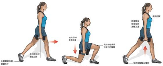 哑铃弓箭步下蹲