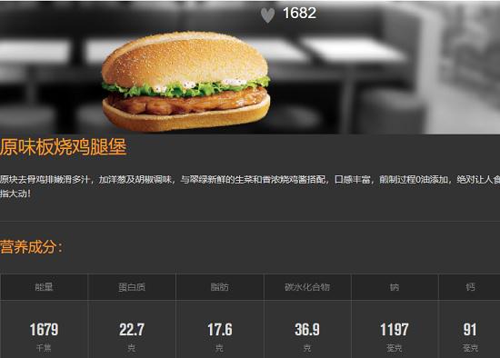 汉堡的热量值