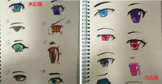 水彩与马克笔对比画