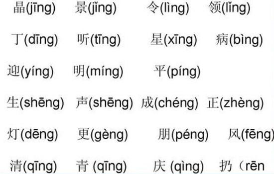 常见的后鼻音汉字