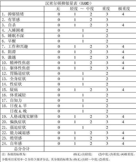 汉密顿抑郁量表